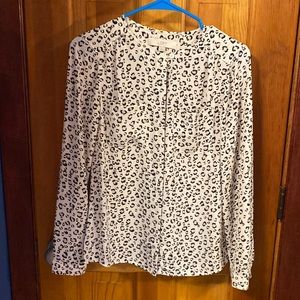 Loft hidden button up cheetah print blouse